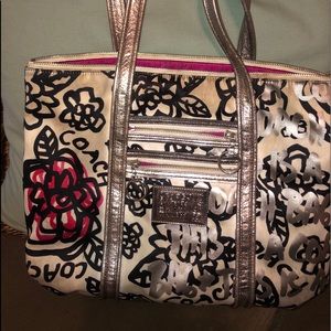 Coach Poppy Graffiti Floral Collection Fabric Tote